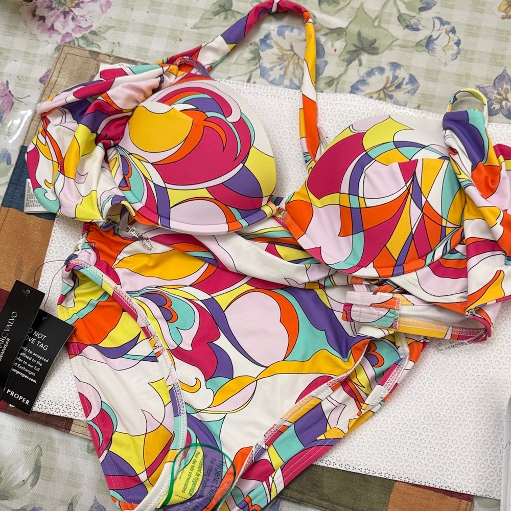 Carmen Marc Valvo Multicolor Swirl Bikini
